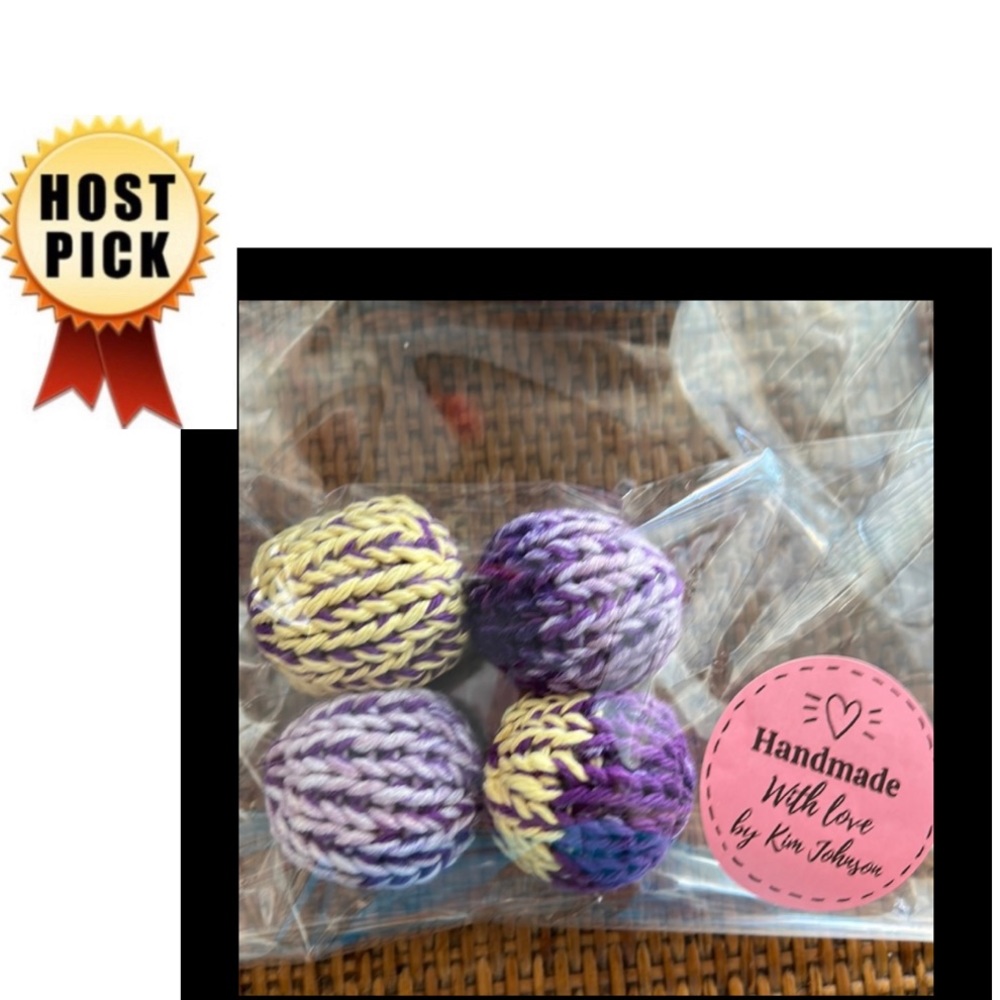FreshQTY 4 100% organic catnip hand knit toys hand crafted 100% cotton material